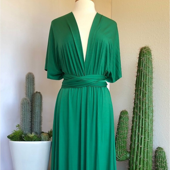 EMERALD WRAP DRESS/ Convertible Dress / Multi Wrap Dress - Picture 3 of 7